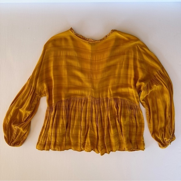 Lucky Brand Boho Flowy Baby Doll Peasant Top Blouse Deep V Neck Size Small - Picture 9 of 11